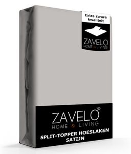 Zavelo Splittopper Hoeslaken Satijn Grijs-Lits-jumeaux (180x200 cm)