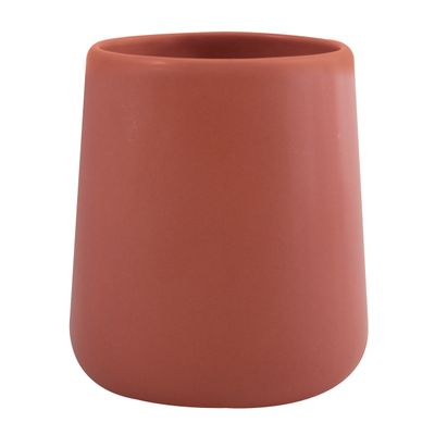 Badkamer drinkbeker/tandenborstelhouder Malmo - Keramiek - terracotta - 8 x 10 cm