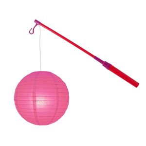 Lampionstokje 40 cm - met lampion - fuchsia - D25 cm