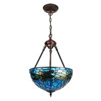 Clayre & Eef Blauwe Hanglamp Tiffany Ø 31*155 cm E27/max 2*60W 5LL-9336BL