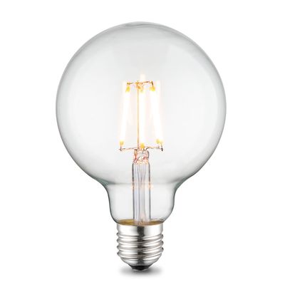 Edison Vintage LED filament lichtbron Globe - Helder - G95 Deco - Retro LED lamp - 9.5/9.5/13.5cm - geschikt voor E27 fitting - 6W 550lm 3000K - warm wit licht