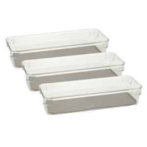 Keuken lade organizer bakje - Set van 3x stuks - 1-vaks - Tidy Smart serie - kunststof - 9 x 23 x 4,