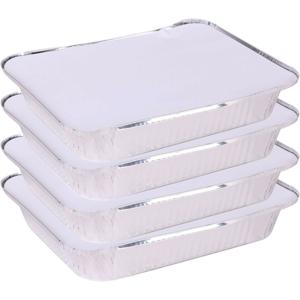 Elite Meal prep bewaar bakjes - Aluminium - 4x - 33 x 25 x 5 cm - met deksel