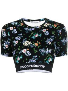 Rabanne haut crop à fleurs - Noir