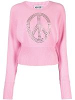 MOSCHINO JEANS pull en maille fine à ornements strassés - Rose