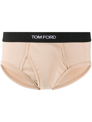 TOM FORD slip à bande logo - Tons neutres
