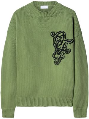 Off-White pull en maille intarsia - Vert