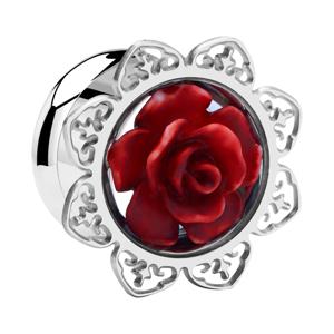 Double Flared Tunnel met bloemendesign Chirurgisch staal 316L Tunnels & Plugs