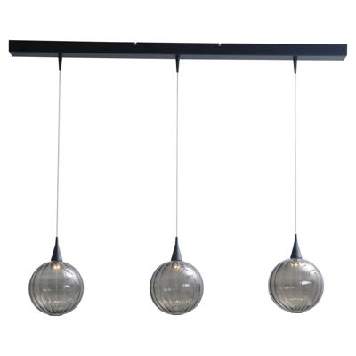 Masterlight Zwarte eettafel hanglampBocca met 3 blackline glasbollen - 2141-05-05-100-3-DW
