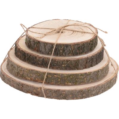 Decoratie boomschijven - 4x st - D14, D16, D18 en D20 cm - hout - onderzetters