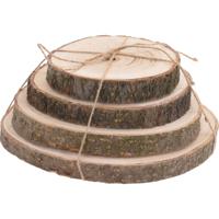 Decoratie boomschijven - 4x st - D14, D16, D18 en D20 cm - hout - onderzetters