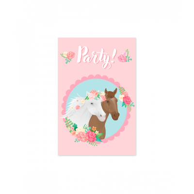 Party Uitnodigingskaarten Paarden Dreams Roze (6st)