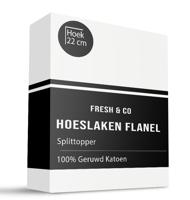 Splittopper Hoeslaken - Flanel - Wit - 180x200 cm - Wit - Fresh and Co - Dekbed-Discounter.nl