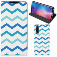 Xiaomi Mi 9 Hoesje met Magneet Zigzag Blauw - thumbnail