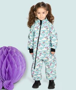 Waterproof Softshell Overall Comfy Unicorns Blue Bodysuit