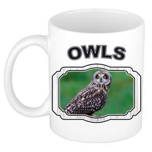 Dieren velduil beker - owls/ uilen mok wit 300 ml