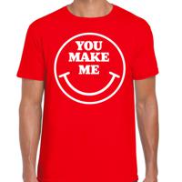 Verkleed T-shirt voor heren - you make me - smiley - rood - carnaval - foute party - feestkleding