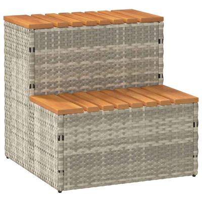 VidaXL Hottub-opstap 50x50x50,5 cm poly rattan&massief acaciahout