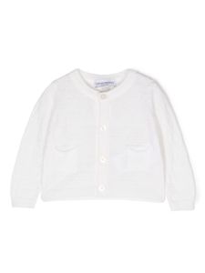 Emporio Armani Kids cardigan en laine vierge à logo intarsia - Blanc