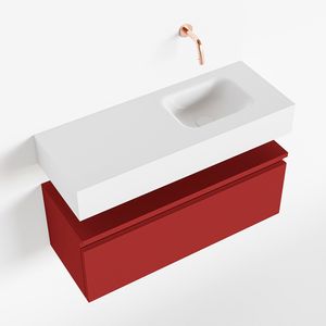 Toiletmeubel Mondiaz Andor | 80 cm | Meubelkleur Fire | Lex vrijhangend wastafel Talc Rechts | Zonder kraangat