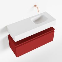 Toiletmeubel Mondiaz Andor | 80 cm | Meubelkleur Fire | Lex vrijhangend wastafel Talc Rechts | Zonder kraangat