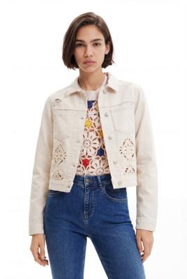 Gestanst spijkerjack - WHITE - XXL