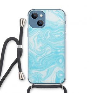 Waterverf blauw: iPhone 13 mini Transparant Hoesje met koord