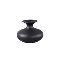 PTMD Lyndsay Black round shaped ceramic pot bulb low - thumbnail