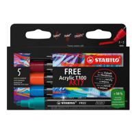 Acrylmarker stabilo free acrylic t300 urban ass | 5 stuks