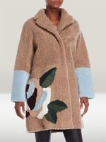 Embroidery Floral Long Sleeve Warmth Boho Teddy Jacket - thumbnail