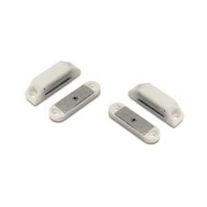 2x stuks magneetsnapper / magneetsnappers met metalen sluitplaat wit 6 x 1,6 x 1,6 cm