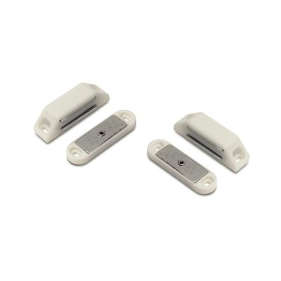 2x stuks magneetsnapper / magneetsnappers met metalen sluitplaat wit 6 x 1,6 x 1,6 cm
