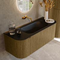 Badmeubel Mondiaz Kurve | 120 cm cm | Meubelkleur Dusk | Wastafelkleur Urban | Solid surface | Wasbak midden spoelbak | Zonder kraangat(en)
