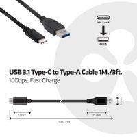 CLUB3D USB 3.1 Type-C to Type-A Cable Male/Male 1Meter 60Watt - thumbnail