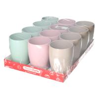 Plasticforte Bekers - 12x stuks - kunststof - gekleurd - 375 ml - onbreekbare mokken