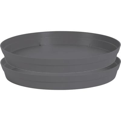 EDA Bloempot onderschaal Toscane - 2x stuks - kunststof - antraciet - D28 cm - opvangschalen