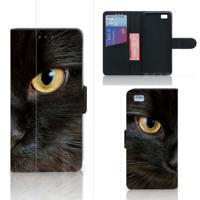 Huawei Ascend P8 Lite | Telefoonhoesje | Met pasjeshouder | Zwarte Kat