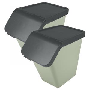 Sunware Sigma Home sorteer bak - 2x - afvalbak - groen - stapelbaar - 40L - 49 x 27 x 45 cm