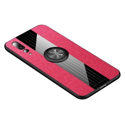 Voor Huawei P20 Pro XINLI stiksels doek Textue schokbestendig TPU beschermhoes met ring houder (rood)