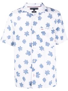 Tommy Hilfiger chemise Mono Flower en lin - Blanc