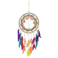 Dromenvanger/dreamcatcher LGTBQ - mobiel - multi kleuren - veertjes/kraaltjes - 32 cm