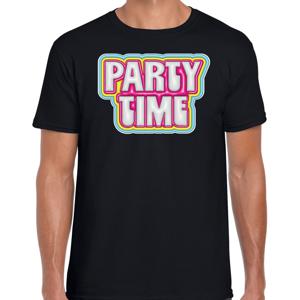 Verkleed T-shirt voor heren - party time - zwart - foute party - carnaval/themafeest