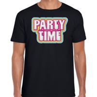 Verkleed T-shirt voor heren - party time - zwart - foute party - carnaval/themafeest - thumbnail