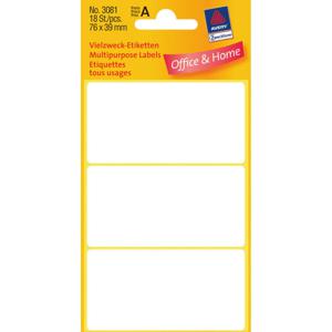 Avery Universele Etiketten, wit, 76,0 x 39,0 mm, permanent klevend