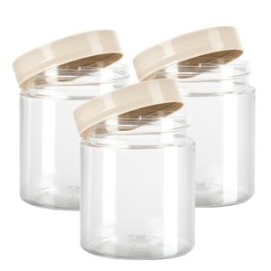 Voorraadpot/bewaarpot - 6x - 600 ml - kunststof - beige - B10 x H12 cm