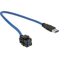 Delock 86375 Keystone-module USB 5 Gbps type-A female 250° naar type-A male met 0,5 m kabel zwart