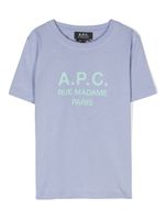 A.P.C. KIDS t-shirt à logo imprimé en coton - Bleu