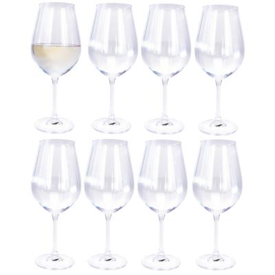 8x Witte/rode wijnglazen - 52 cl/520 ml - van kristalglas