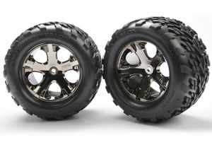 Tires & wheels, assembled, glued (2.8") (all-star black chrome wheels, talon tires, foam inserts) (electric rear) (2)