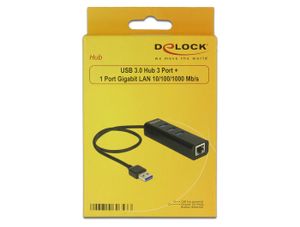 DeLock USB 3.0 Hub 3 Port  1 Port  LAN  Mb/s Hub 3 porte USB